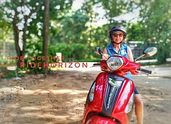 A solo female traveler on a private scooter tour